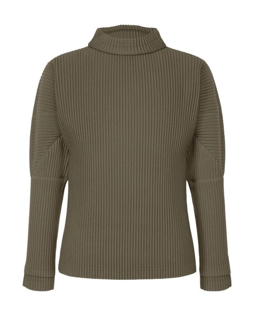 Homme Plissé Issey Miyake Green Pleated Roll-Neck Top for men