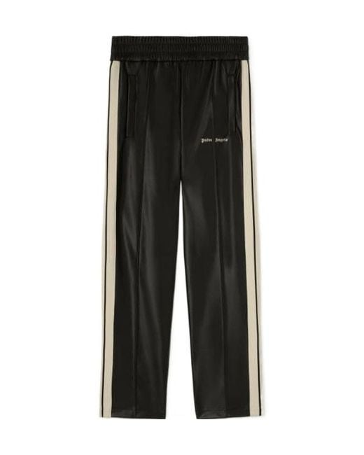 Palm Angels Black Logo Embroidered Side Stripe Detailed Track Pants for men