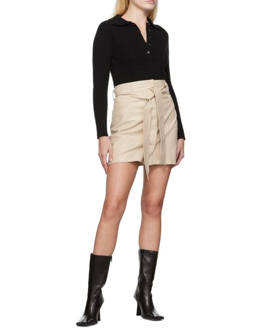 Nanushka Natural High-Waist A-Line Belted Mini Skirt