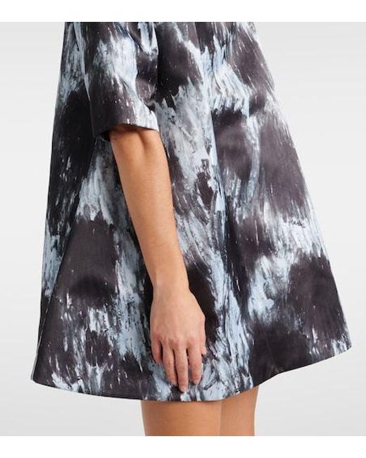 Marni Gray Leopard-Print Duchesse Satin Minidress