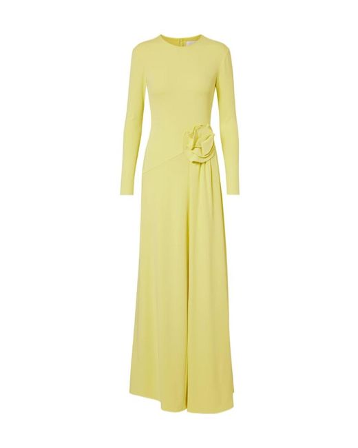 Roland Mouret Yellow Floral-Applique Gown