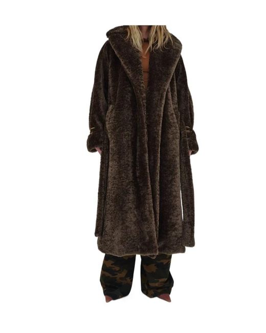 DARKPARK Black Madison Belted Faux Fur Coat for men