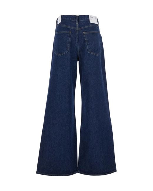 Agolde Blue 'Dame' Jeans With Logo Patch On The Rear And Wide Leg
