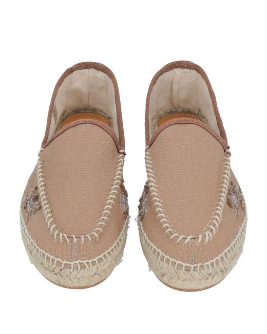 Maison Margiela Brown Embroidered Canvas Flats
