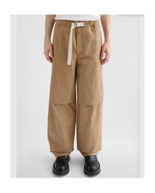 Jil Sander Cotton Trousers in Natural for Men | Lyst