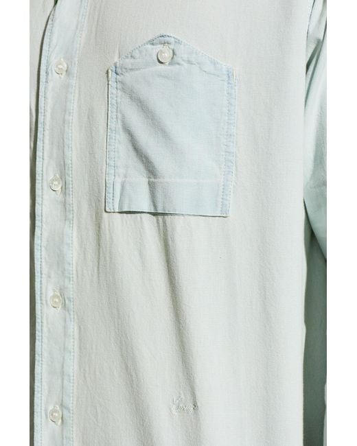 KENZO White Embroidered Button-Up Shirt for men