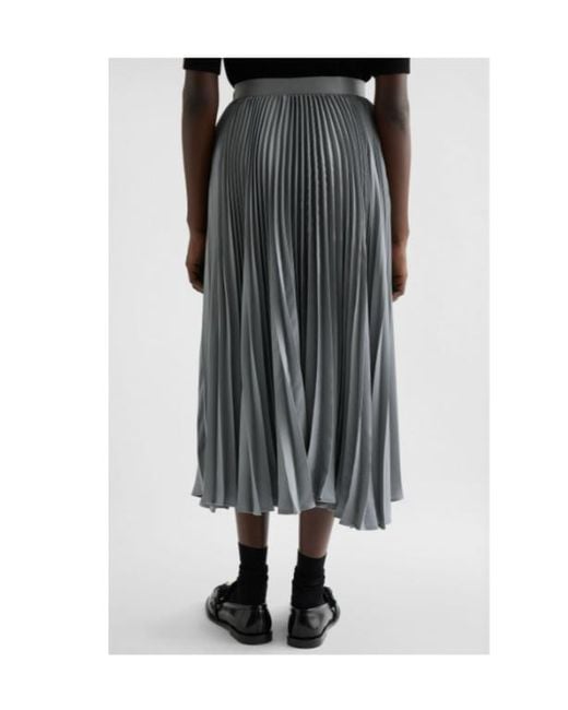 Jil Sander Gray Pleat Detailed Midi Skirt