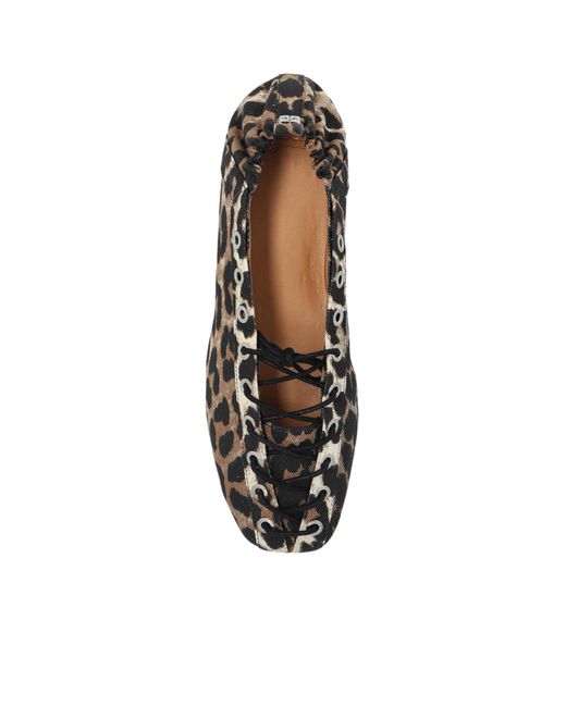 Ganni Multicolor Canvas Printed Ballet Flats