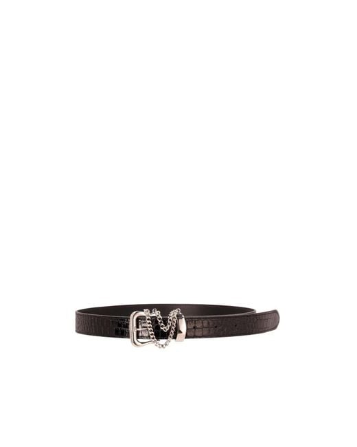 Alessandra Rich White Crocodile-Effect Chain-Detail Belt