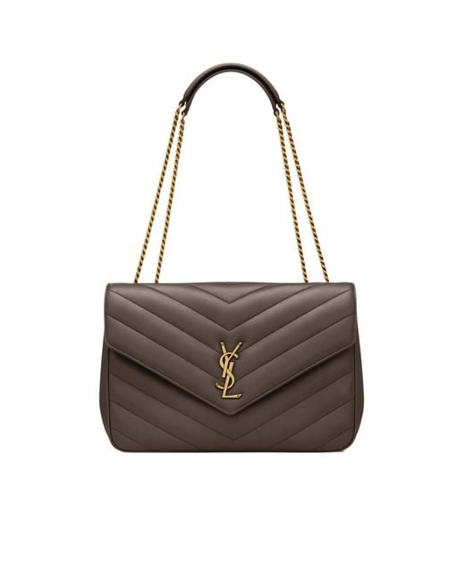 Saint Laurent Brown Loulou Foldover Top Large Shoulder Bag