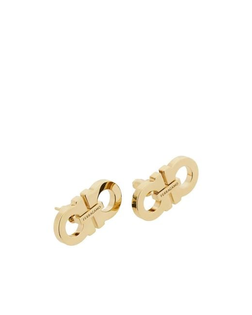 Ferragamo Natural Double Gancini Earrings