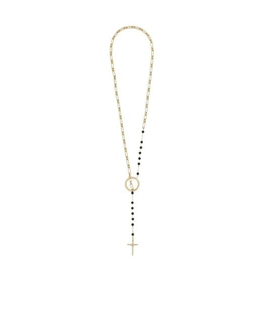 Dolce & Gabbana White Cross Pendant Bead Embellished Necklace for men