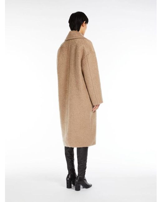 Max Mara Natural Freshly Cut Wool Long Coat