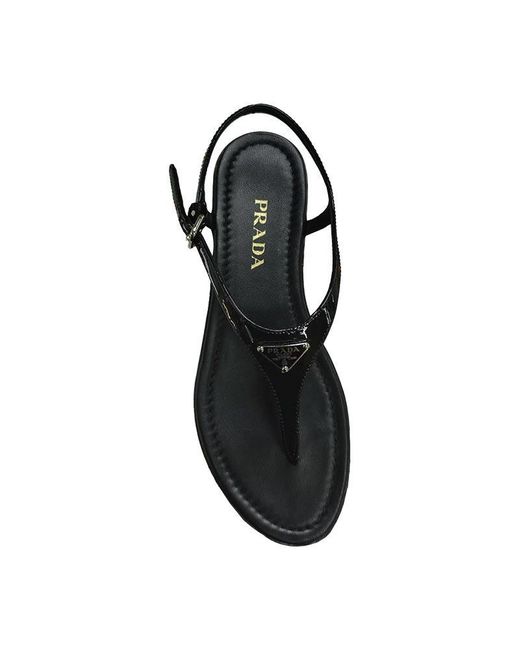 Prada Black Round-Toe Flat Sandals