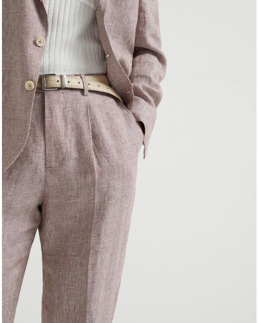 Brunello Cucinelli Natural Pleat Detailing Trousers for men