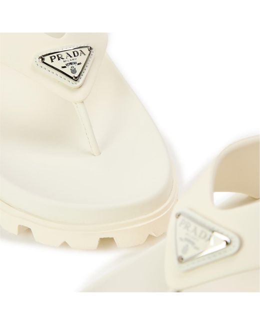Prada White Logo Flip-Flops