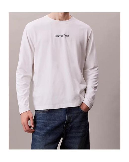 Calvin Klein Purple Logo Long-Sleeve T-Shirt for men