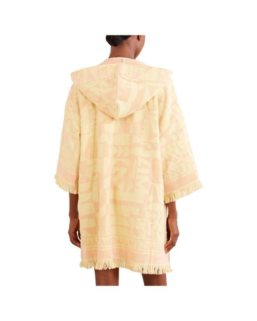 Zimmermann Natural Hooded Tassel Jacquard Knit Dress