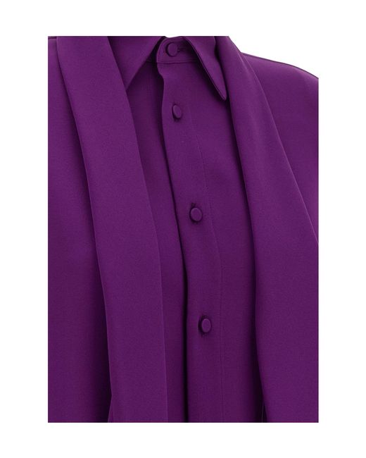 Balenciaga Purple Scarf-Neck Long-Sleeved Shirt