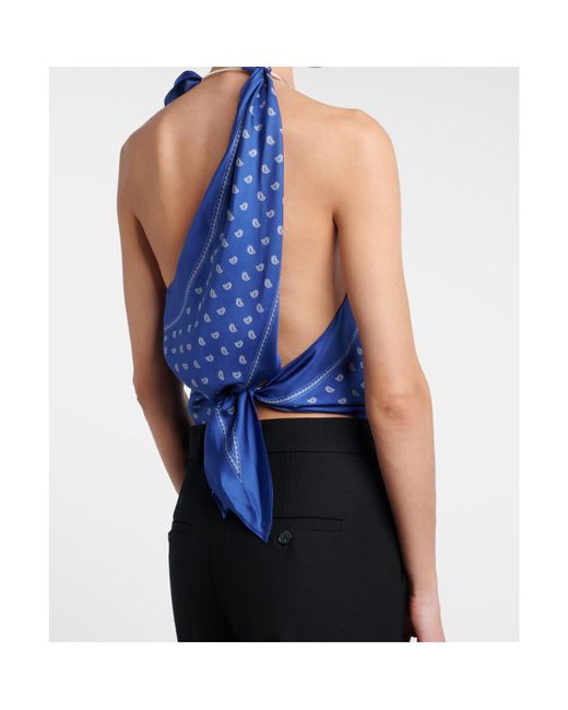 Christopher Esber Blue Asymmetrical Print Top