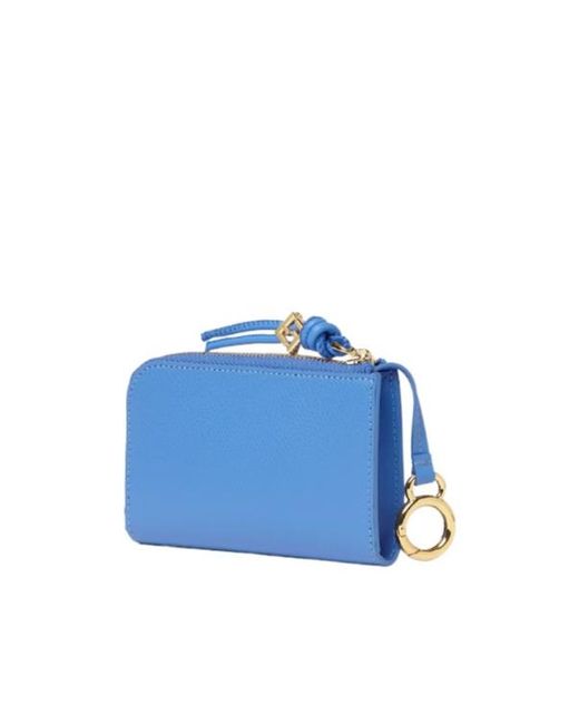 Fendi Blue Vit King Cruis Zip Card Case Wallet