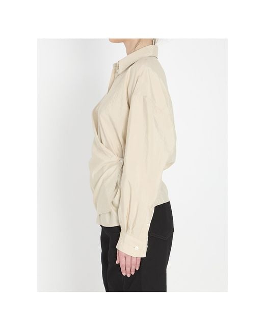 Lemaire Natural Long-Sleeved Draped Shirt