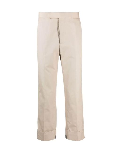 Thom Browne Natural Mid-Rise Cropped Trousers for men