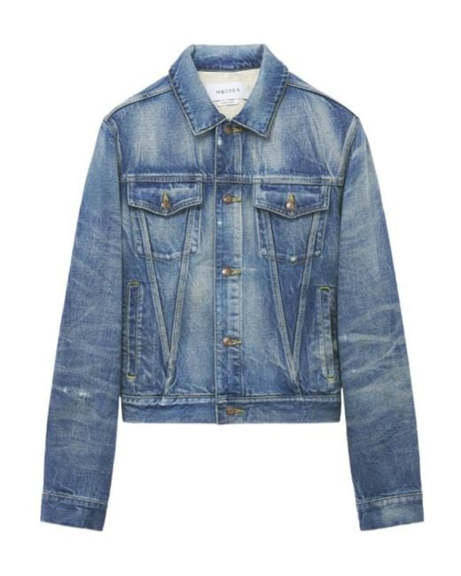 McQueen Blue Faded-Effect Denim Jacket for men