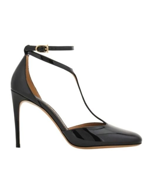 Ferragamo Black T-Strap Stiletto Pump