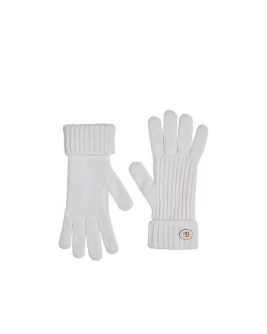 Gucci White Double G Rib-Knit Gloves