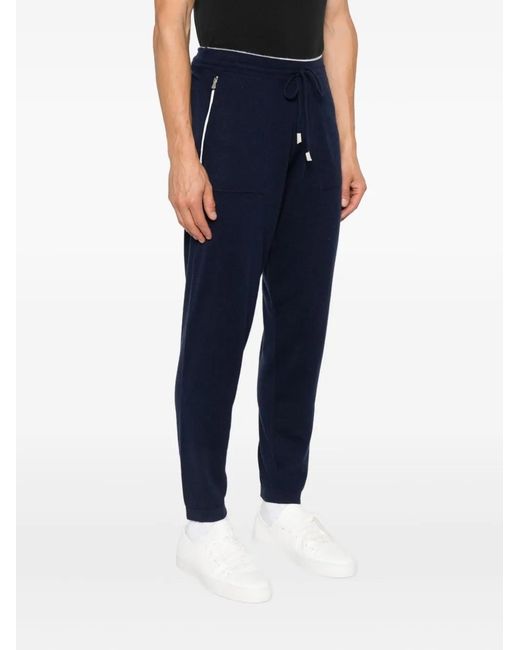 Eleventy Blue Cashmere Track Trousers for men