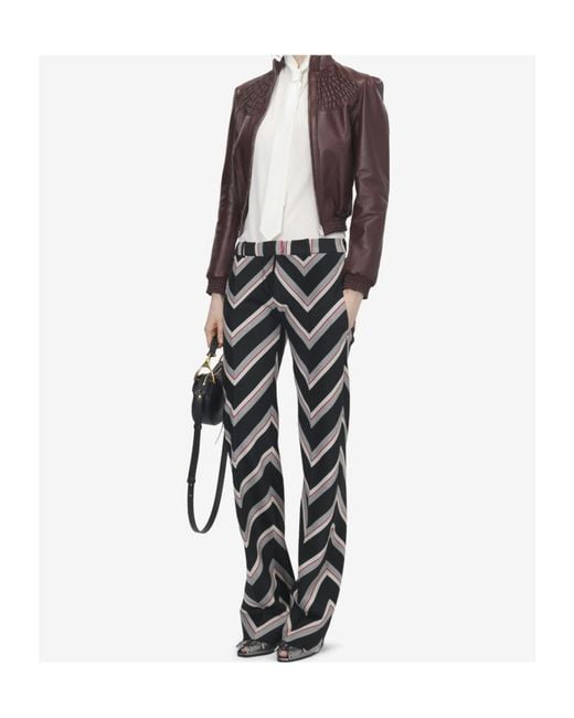 McQueen Brown Smocking Leather Jacket
