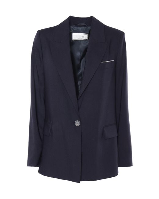 Peserico Blue Monil Chain Tailored Blazer