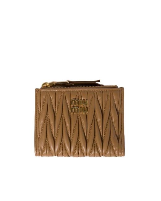Miu Miu Brown Matelassé Nappa Leather Small Wallet