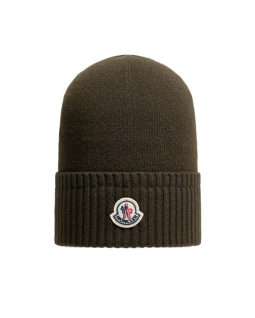 Moncler Green Wool Cashmere Blend Knit Beanie for men
