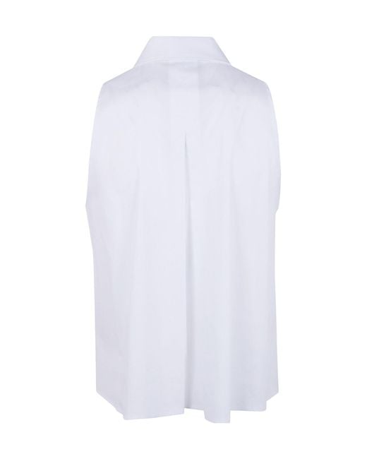 Semicouture White Quanta Sleeveless Box-Pleat Shirt