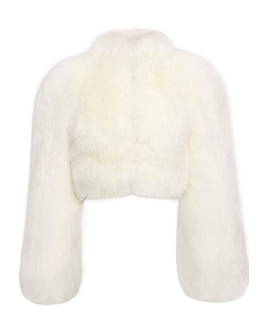 Alaïa White Alaïa Shearling Cropped Jacket