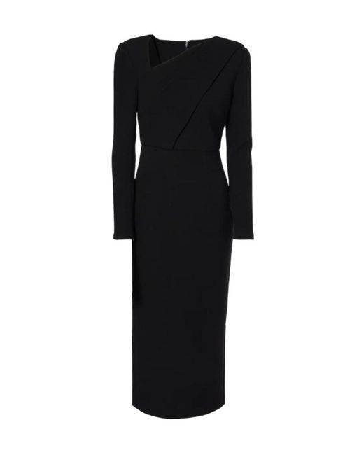 Roland Mouret Black Wool Crêpe Midi Dress