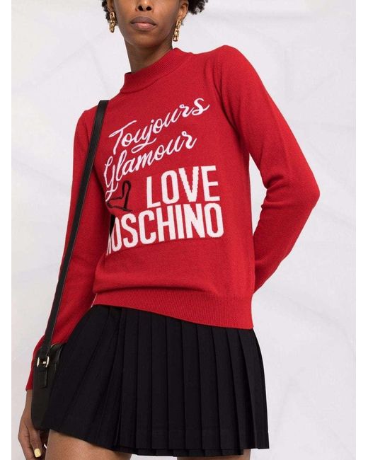 Moschino Red Logo Knit Jumper