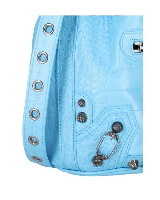 Balenciaga Blue Le Cagole Xs Embossed Bucket Bag
