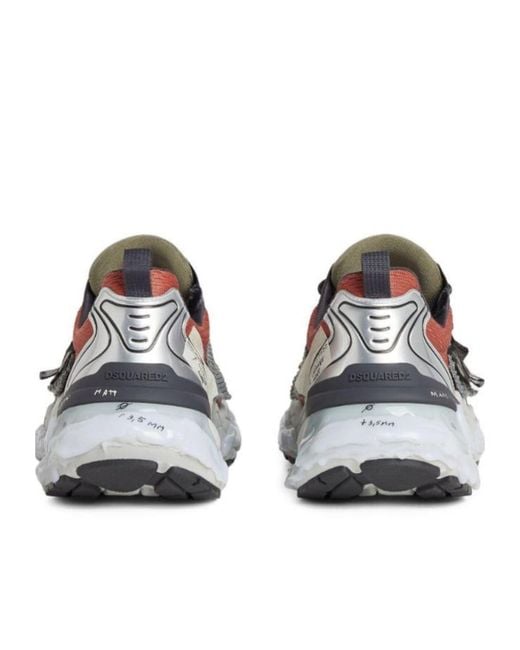 DSquared² Gray Logo-Patch Lace-Up Sneakers for men