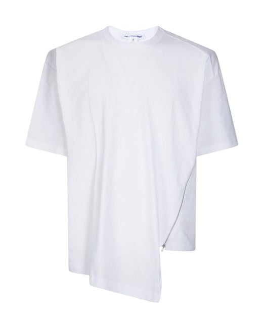 Comme des Garçons White Comme Des Garçons Shirt Zip Detailed T-Shirt for men