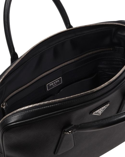 Prada Black Triangle Logo Briefcase for men