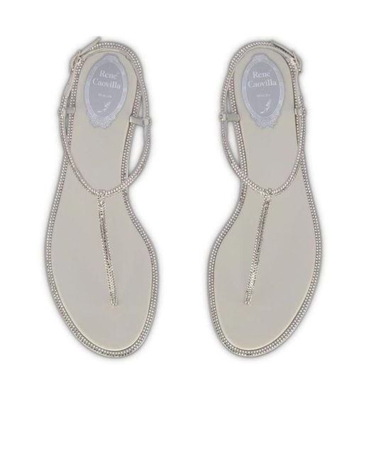 Rene Caovilla White René Caovilla Diana Embellished Thong Sandals