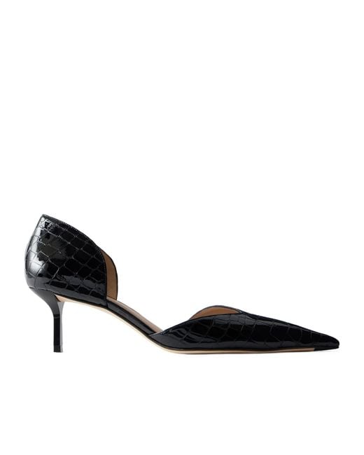 Victoria Beckham Black 55 Croc-Effect Leather Pumps