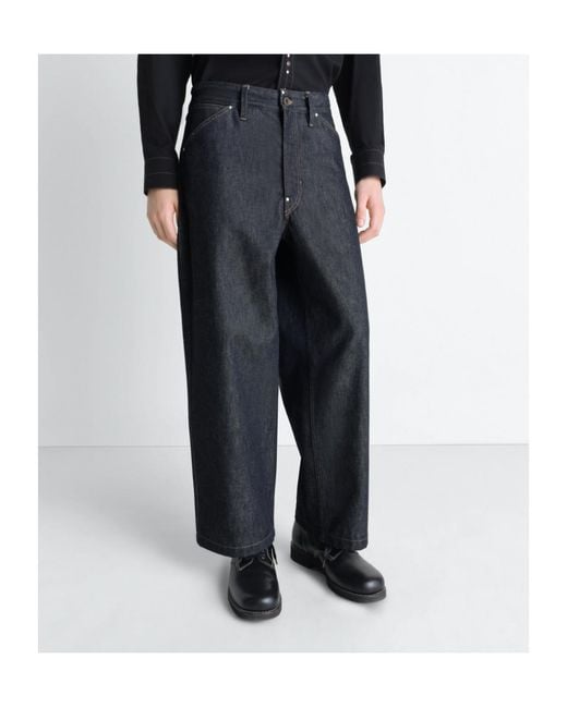 Lemaire Blue Logo Patch Tapered-Leg Jeans for men