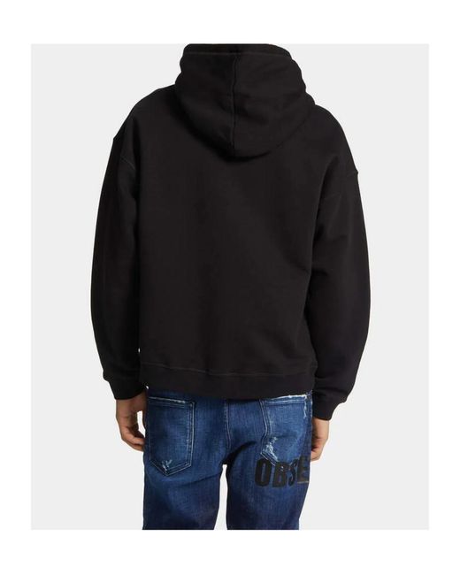 DSquared² Black Logo-Printed Drawstring Hoodie for men