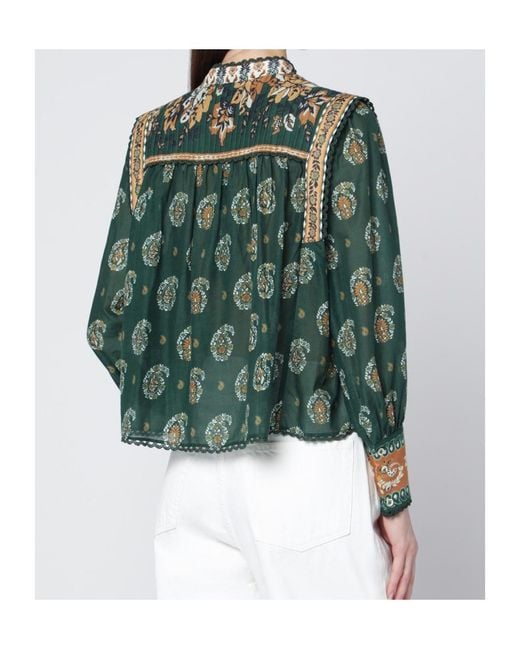 Farm Rio Green Tayla Printed Button Blouse