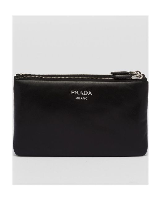 Prada Black Triangle-Logo Dividable Pouch