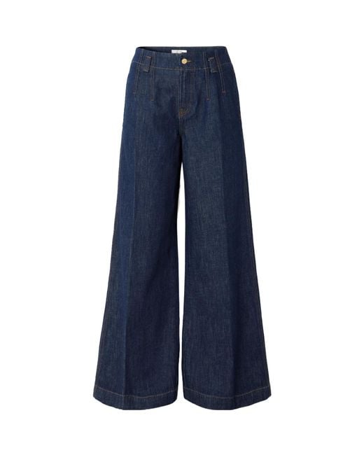 FRAME Blue High-Waisted Wide-Leg Jeans